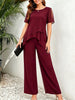 Women's Irregular Hem Top & Wide Leg Pants Two-Piece Set by FitiqueFit