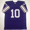 Autographed/Signed Fran Tarkenton HOF 86 Minnesota Purple Football Jersey JSA COA
