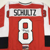 Autographed/Signed Dave Schultz The Hammer Philadelphia Orange Hockey Jersey JSA COA