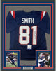 Framed Autographed/Signed Jonnu Smith 35x39 New England Blue Football Jersey Beckett BAS COA
