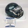 Autographed/Signed Nick Foles Philadelphia Eagles Football Mini Helmet Beckett BAS COA