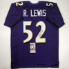 Autographed/Signed Ray Lewis Baltimore Purple Football Jersey JSA COA