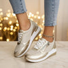 Metallic Lace-Up Side Zipper Thick-Sole Sneakers – 3 Colors EU 37–44 by FitiqueFit
