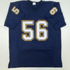 Autographed/Signed Shawne Merriman San Diego Dark Blue Football Jersey Beckett BAS COA