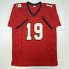 Autographed/Signed Keyshawn Johnson Tampa Bay Red Football Jersey JSA COA