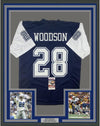 Framed Autographed/Signed Darren Woodson 35x39 Dallas Blue Football Jersey JSA COA