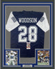 Framed Autographed/Signed Darren Woodson 35x39 Dallas Blue Football Jersey JSA COA