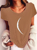 Wide Collar Printed T-Shirt – Casual Short Sleeve Top for Women by FitiqueFit