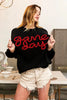 BiBi Game Day Metallic Letter Sweater by Wild and Free Boutique