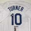 Autographed/Signed Justin Turner Los Angeles LA White Baseball Jersey JSA COA