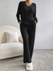 Ribbed Knit V-Neck Top and Pants Set by Wild and Free Boutique
