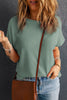 Mist Green Waffle Knit Boat Neck Short Sleeve Top by Wild and Free Boutique