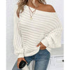 Off-Shoulder Batwing Sweater – Loose Knit Pull-Over for Fall by FitiqueFit