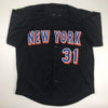 Autographed/Signed Mike Piazza New York NY Black Baseball Jersey Beckett BAS COA