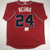 Autographed/Signed Ronald Acuna Jr. Atlanta Red Baseball Jersey PSA/DNA COA