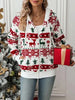 White Drawstring Christmas Element Zip-Up Hooded Jacket Winter Cute Stylish Holiday Outerwear For Her by Stevvex