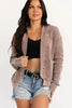 Chestnut Mineral Wash Exposed Seam Patchwork Knit Open Sweater Cardigan by Wild and Free Boutique