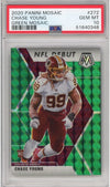 Graded 2020 Panini Mosaic Chase Young #272 Green Rookie RC Football Card PSA 10 Gem Mint