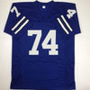 Autographed/Signed Bob Lilly HOF 80 Dallas Retro Blue Football Jersey JSA COA