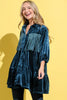 Fringe Detailed Velvet Shirt Dress – Velvet Shirt Dress, Fringe Detail Dress, Luxurious Shirt Dress, Elegant Velvet Dress, Playful Fringe Dress by Stevvex