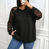 Women’s Plus Size Hoodie – Lace Long Sleeve Pullover Top by FitiqueFit