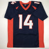 Autographed/Signed Courtland Sutton Denver Blue Football Jersey JSA COA