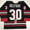Autographed/Signed Ed Belfour Chicago Black Hockey Jersey JSA COA by Hall of Fame Sports Memorabilia