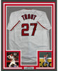 Framed Autographed/Signed Mike Trout 35x39 Los Angeles White Baseball Jersey Steiner Sports COA Hologram Only