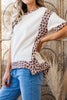 White Ribbed Leopard Patchwork Uneven Hem T Shirt by Wild and Free Boutique