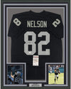 Framed Autographed/Signed Jordy Nelson 35x39 Oakland Black Football Jersey JSA COA