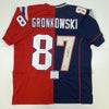 Autographed/Signed Rob Gronkowski New England Split Football Jersey Beckett BAS COA