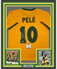 Framed Autographed/Signed Pele 35x39 Brazil Yellow Soccer Jersey Beckett BAS COA