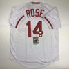 Autographed/Signed Pete Rose Cincinnati White Hit King Baseball Jersey JSA COA