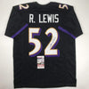 Autographed/Signed Ray Lewis Baltimore Black Football Jersey JSA COA