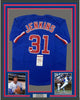Framed Autographed/Signed Ferguson Fergie Jenkins 35x39 HOF 91 Chicago Blue Baseball Jersey JSA COA