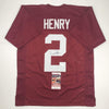 Autographed/Signed Derrick Henry Alabama Red College Football Jersey JSA COA