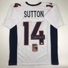 Autographed/Signed Courtland Sutton Denver White Football Jersey JSA COA