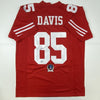 Autographed/Signed Vernon Davis San Francisco Red Football Jersey Beckett BAS COA