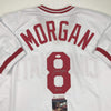 Autographed/Signed Joe Morgan HOF 90 Cincinnati White Baseball Jersey JSA COA