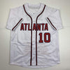 Autographed/Signed Chipper Jones Atlanta White Stat Baseball Jersey JSA COA