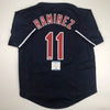 Autographed/Signed Jose Ramirez Cleveland Blue Baseball Jersey Beckett BAS COA by Hall of Fame Sports Memorabilia