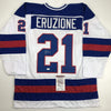 Autographed/Signed Mike Eruzione White Team USA Miracle On Ice 1980 Hockey Jersey JSA COA
