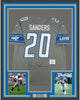 Framed Autographed/Signed Barry Sanders 35x39 Detroit Lions Grey Football Jersey Beckett BAS COA