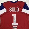 Autographed/Signed Hope Solo Red/White/Blue Soccer Team USA World Cup Jersey JSA COA