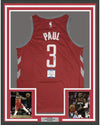 Framed Autographed/Signed Chris Paul 35x39 Houston Rockets Red Basketball Jersey Beckett BAS COA