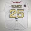 Autographed/Signed Steve Pearce Boston World Series MVP White Baseball Jersey PSA/DNA COA