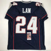 Autographed/Signed Ty Law New England Blue Football Jersey JSA COA by Hall of Fame Sports Memorabilia