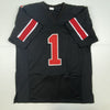 Autographed/Signed Justin Fields Ohio State Black College Football Jersey Beckett BAS COA