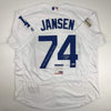 Autographed/Signed Kenley Jansen 2017 National League Champs Los Angeles LA White Baseball Jersey PSA/DNA COA