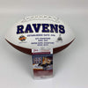 Autographed/Signed Ray Lewis Baltimore Ravens Full Size FS White Panel Logo Football JSA COA